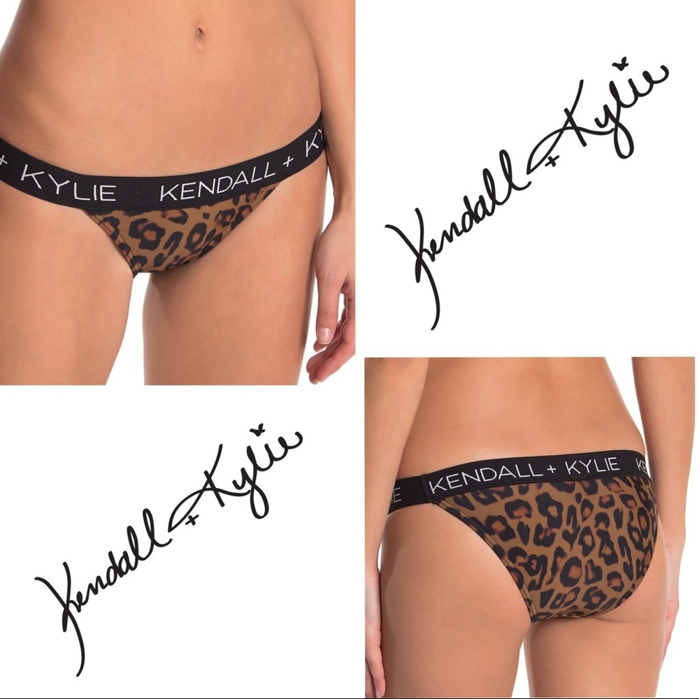 Kendall + Kylie Logo Leopard Print Bikini Bottoms